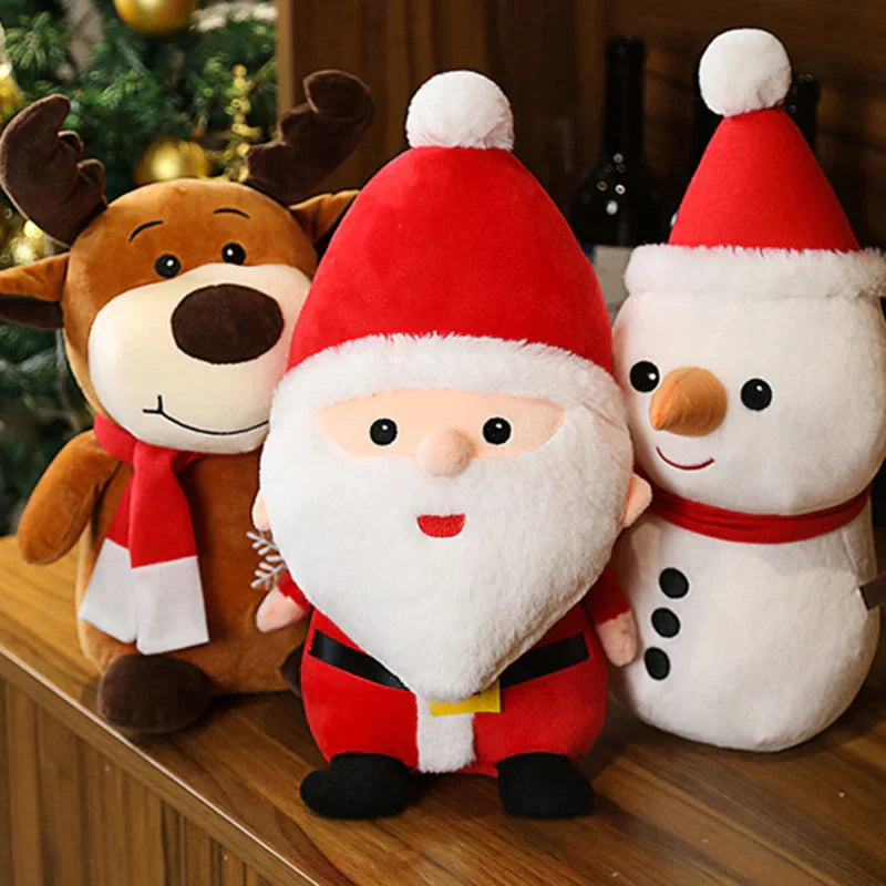 Christmas Plush Toys for Decoration – Reindeer, Santa Claus, Snowman, Perfect for Festive Decor