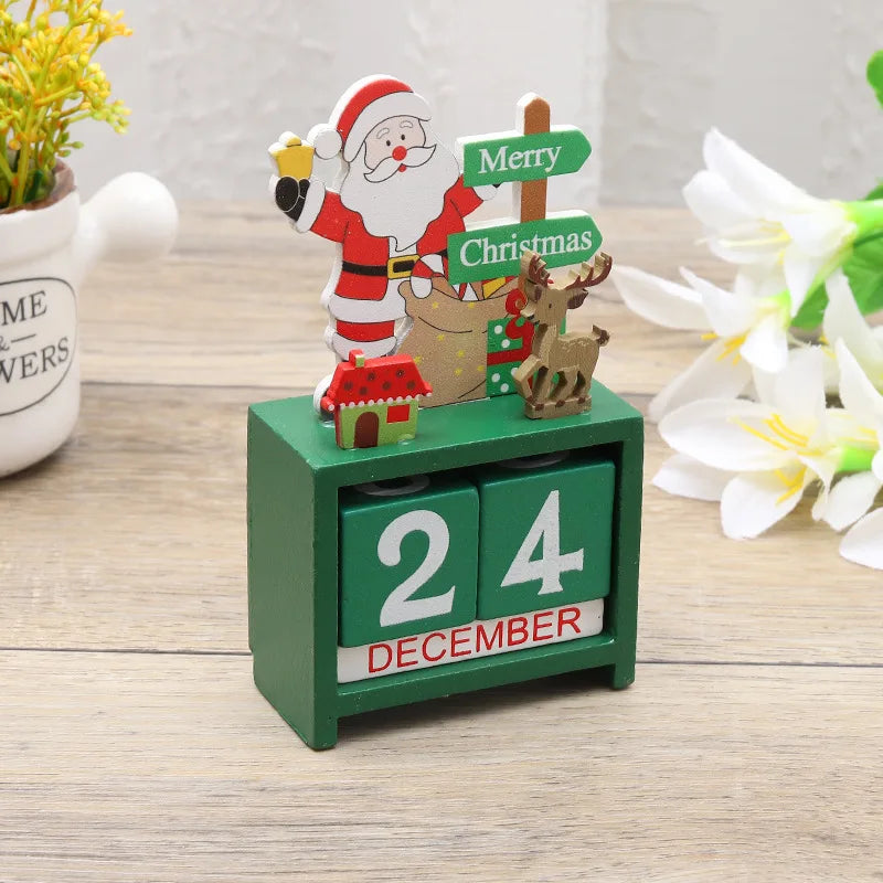 Wooden Advent Calendar with Santa and Christmas Tree – Festive Decoration for Christmas