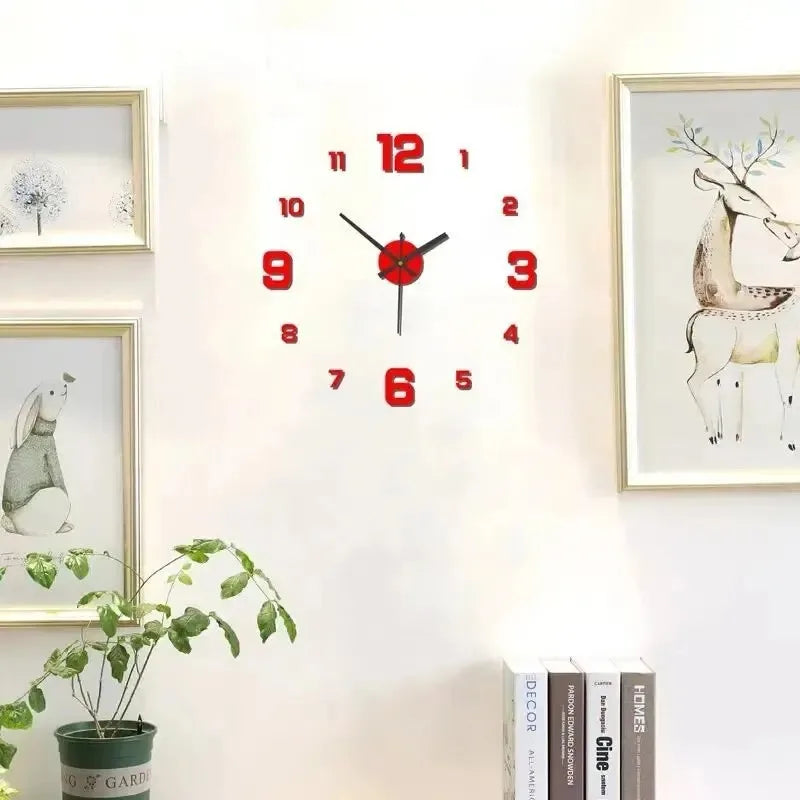 Modern Mirror Wall Clock for Living Room – Stylish Decorative Clock with Elegant Accents