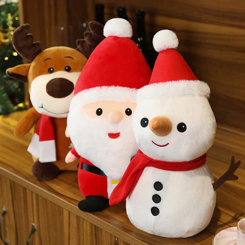 Christmas Plush Toys for Decoration – Reindeer, Santa Claus, Snowman, Perfect for Festive Decor