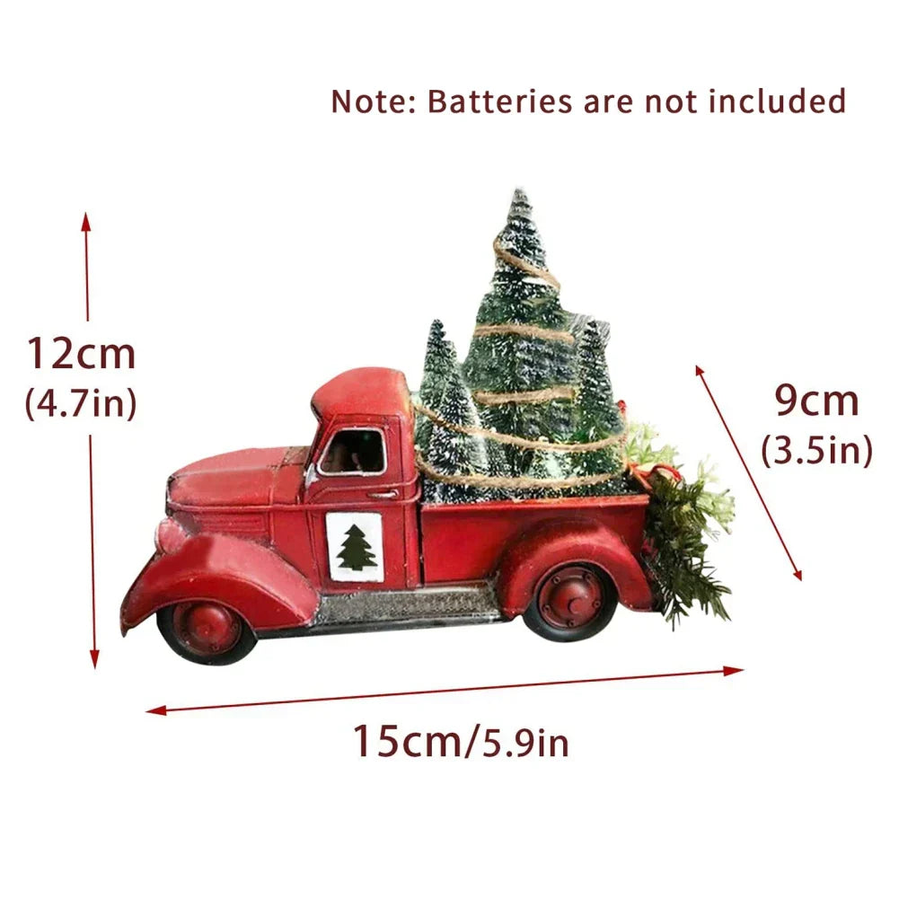 Red Christmas Decor Truck - Nostalgic Christmas Decoration with Christmas Tree