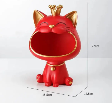 Laughing Lucky Cat Decoration, Bowl for Candy and Jewelry, Modern Design