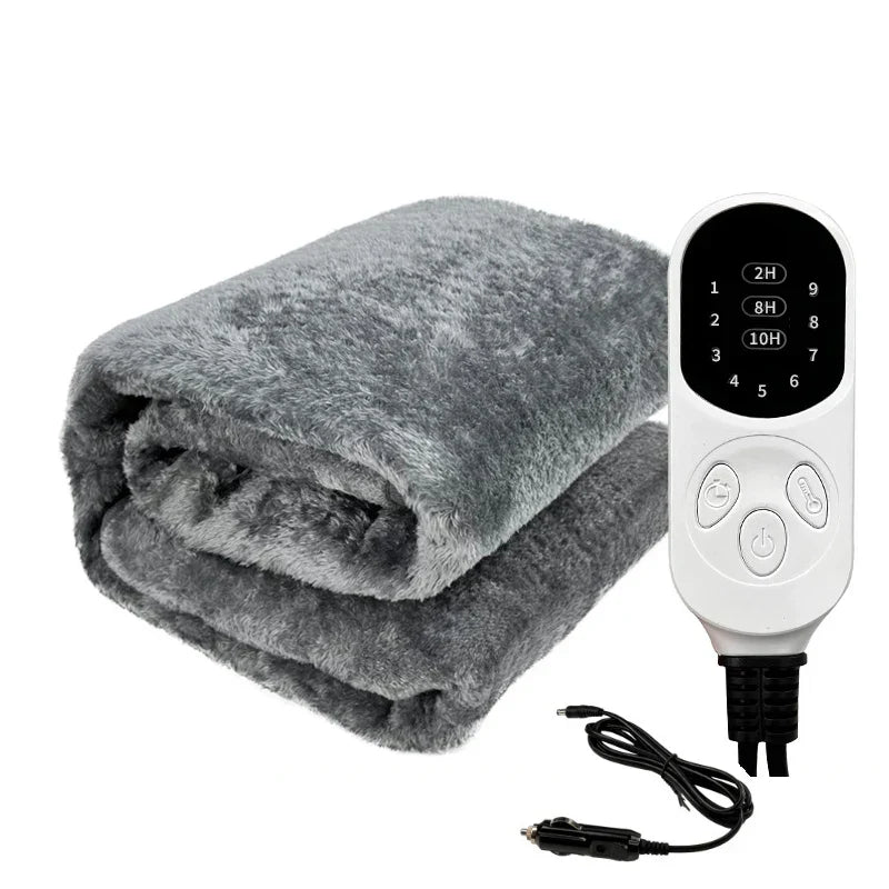 Washable 12V Heated Blanket for Car, SUV, and Truck – Electric Blanket with Timer and Temperature Control, Ideal for Winter Travel and Camping