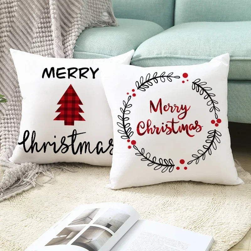 Christmas Cushion Covers Set – Elegant Christmas Decoration for Sofa and Living Room, Festive Cushion Covers 45x45 cm, High-Quality Cotton