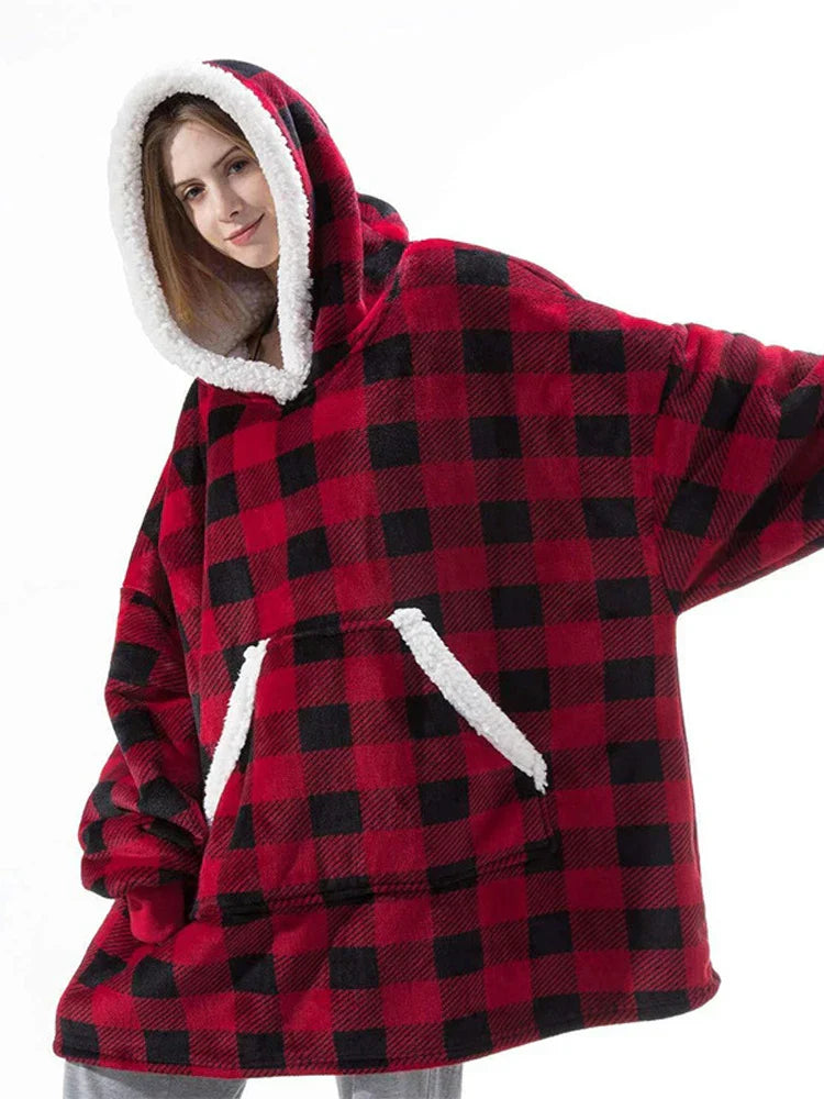 Cozy Fleece Blanket with Hood – Warming Hoodie for Home and Outdoor