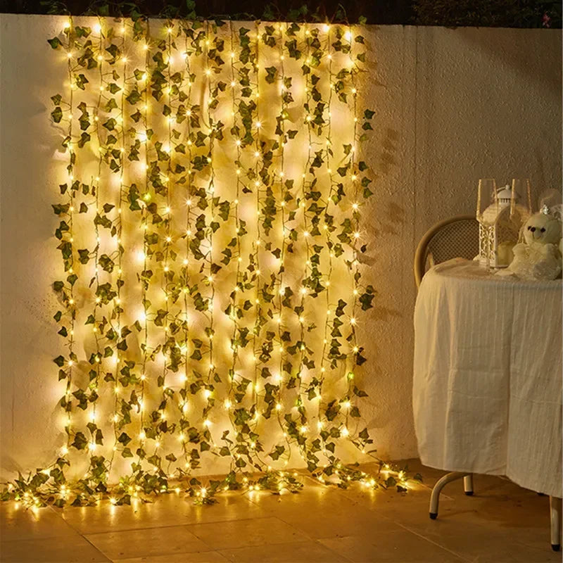 Decorative LED String Lights with Artificial Ivy – Ideal for Indoor and Outdoor Decoration