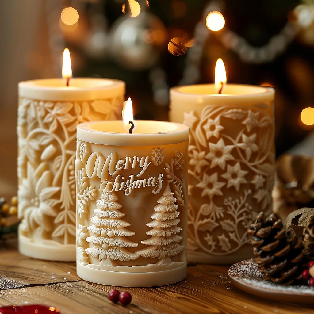 Cylindrical Silicone Mold for Candles – Elegant Christmas Decoration in Christmas Tree Shape