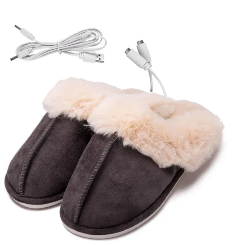 Heated USB Slippers for Cold Winter Days – Cozy House Shoes for Men and Women, Comfortable and Non-Slip, Ideal for Home and Office