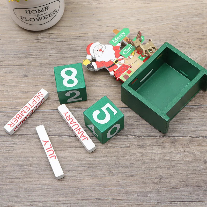 Wooden Advent Calendar with Santa and Christmas Tree – Festive Decoration for Christmas