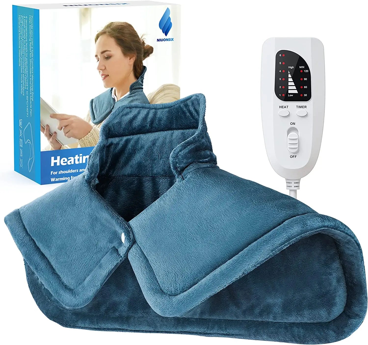 Electric Heating Pad for Neck and Shoulders – Soft Heat Cushion for Tension Relief, Alleviation of Neck and Shoulder Pain