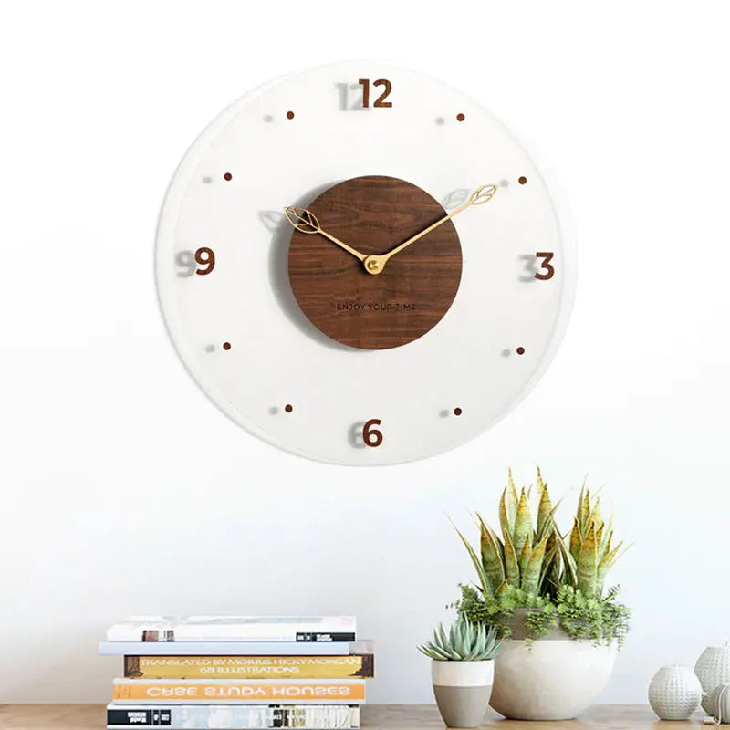 Modern Wall Clock Made of Walnut Wood – Stylish Wooden Wall Clock for Living Room and Office