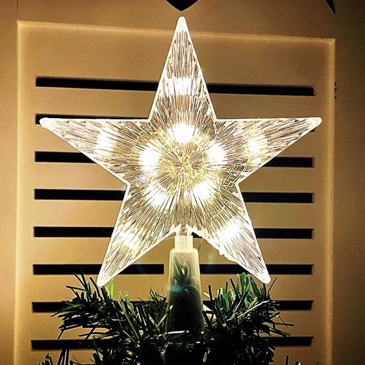 Glowing Christmas Star – LED Illuminated Tree Topper for Christmas Tree, Sparkling Christmas Decoration for Festive Lighting and Elegant Decor