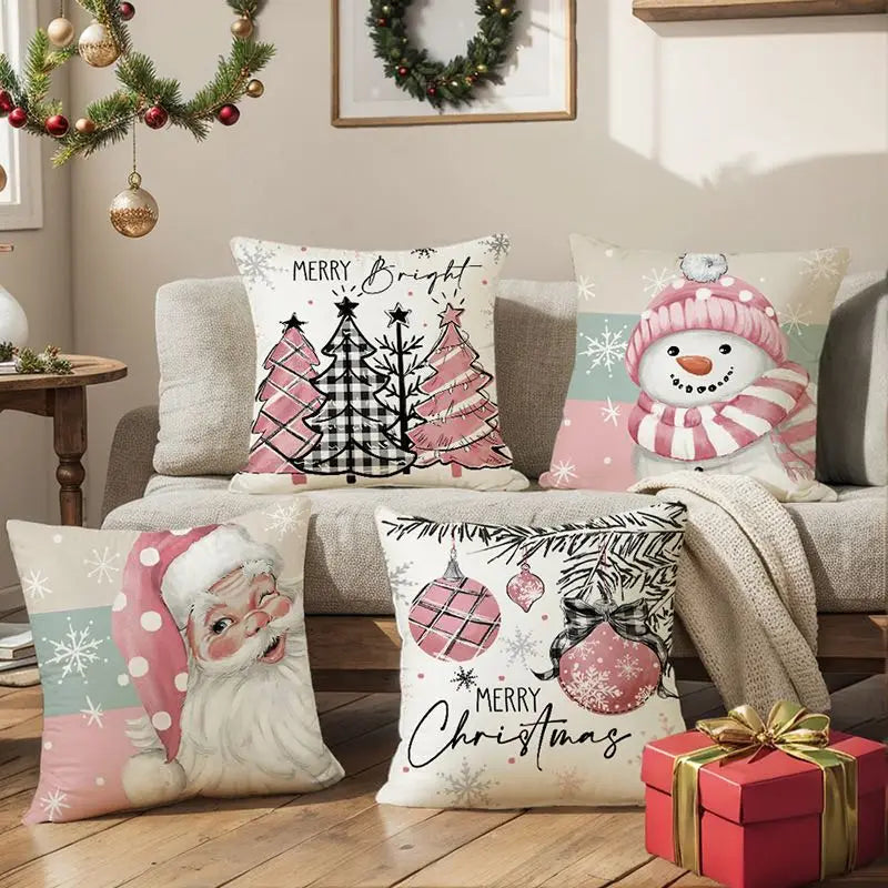 Christmas Cushion Covers Set – Elegant Christmas Decoration for Sofa and Living Room, Festive Cushion Covers 45x45 cm, High-Quality Cotton