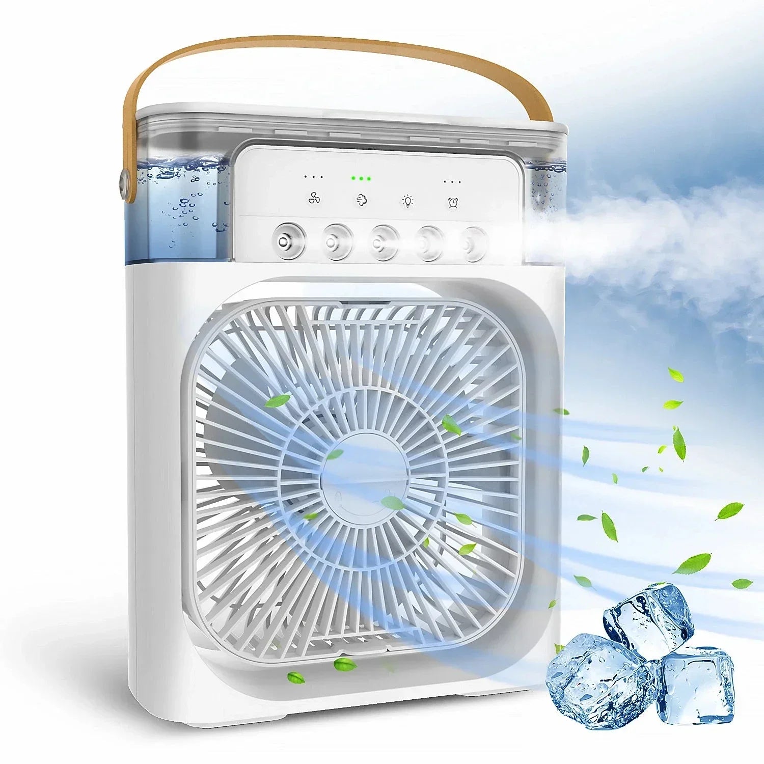 3-in-1 Cooling Table Fan with Humidifier & LED Light
