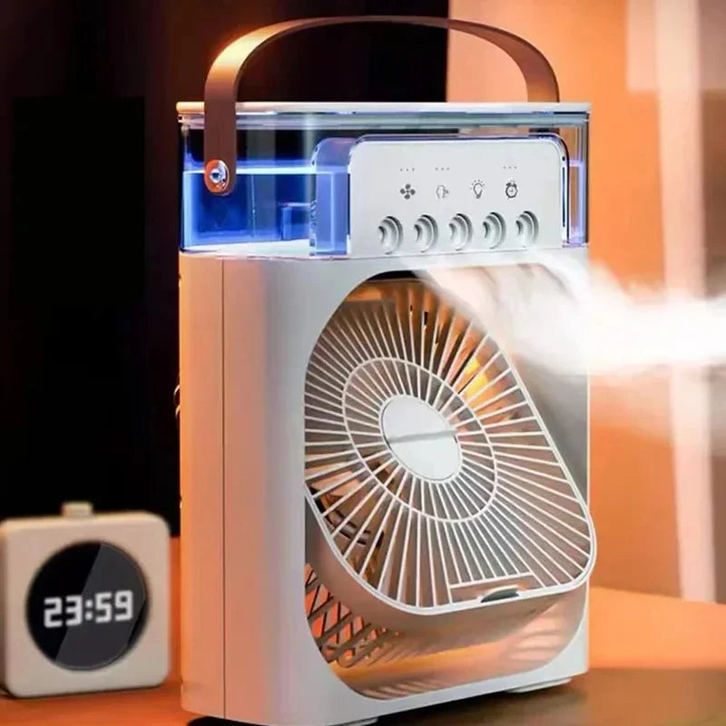 3-in-1 Cooling Table Fan with Humidifier & LED Light