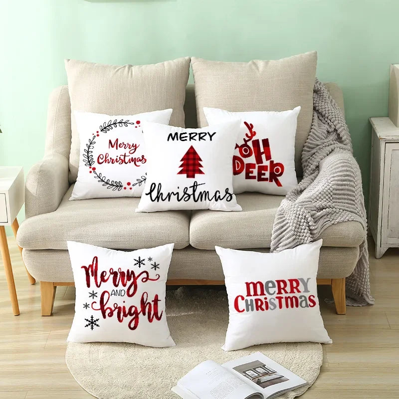 Christmas Cushion Covers Set – Elegant Christmas Decoration for Sofa and Living Room, Festive Cushion Covers 45x45 cm, High-Quality Cotton