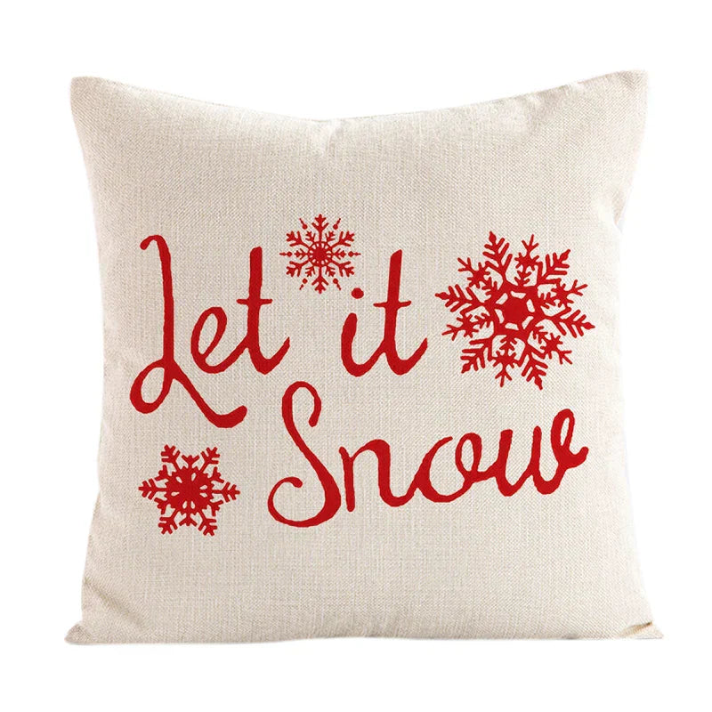 Christmas Cushion Covers 45x45 cm – Winter Decorative Pillow Cases for Sofa and Living Room, High-Quality Cotton, Christmas Design with Snowy Landscape