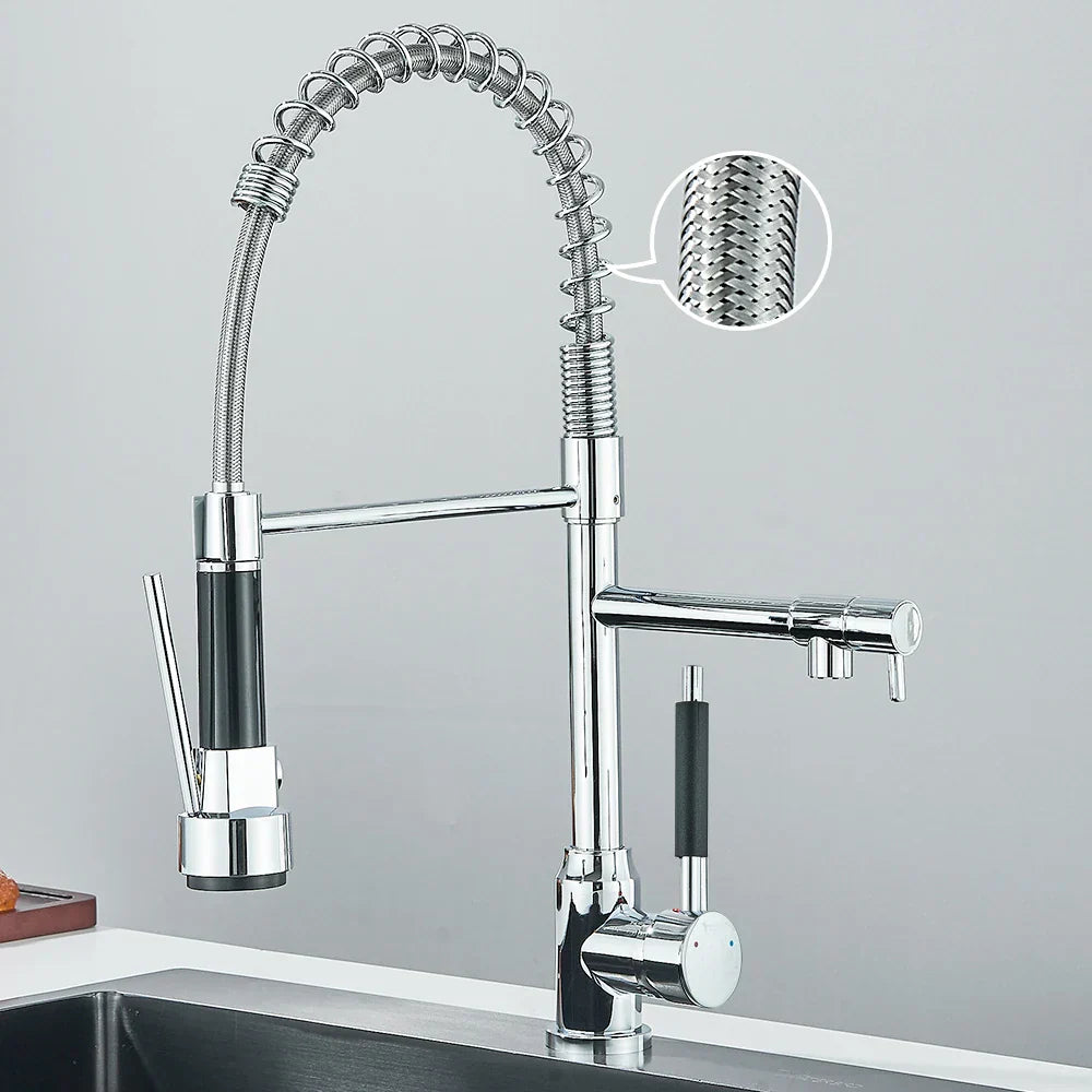 Faucet with Double Outlet – High-Quality Faucet for Flexible Washing, Swiveling, Ideal for Modern Kitchens, Easy to Clean and Simple Installation