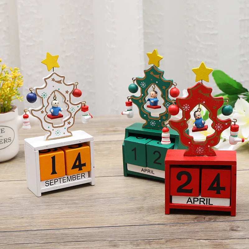 Wooden Advent Calendar with Santa and Christmas Tree – Festive Decoration for Christmas