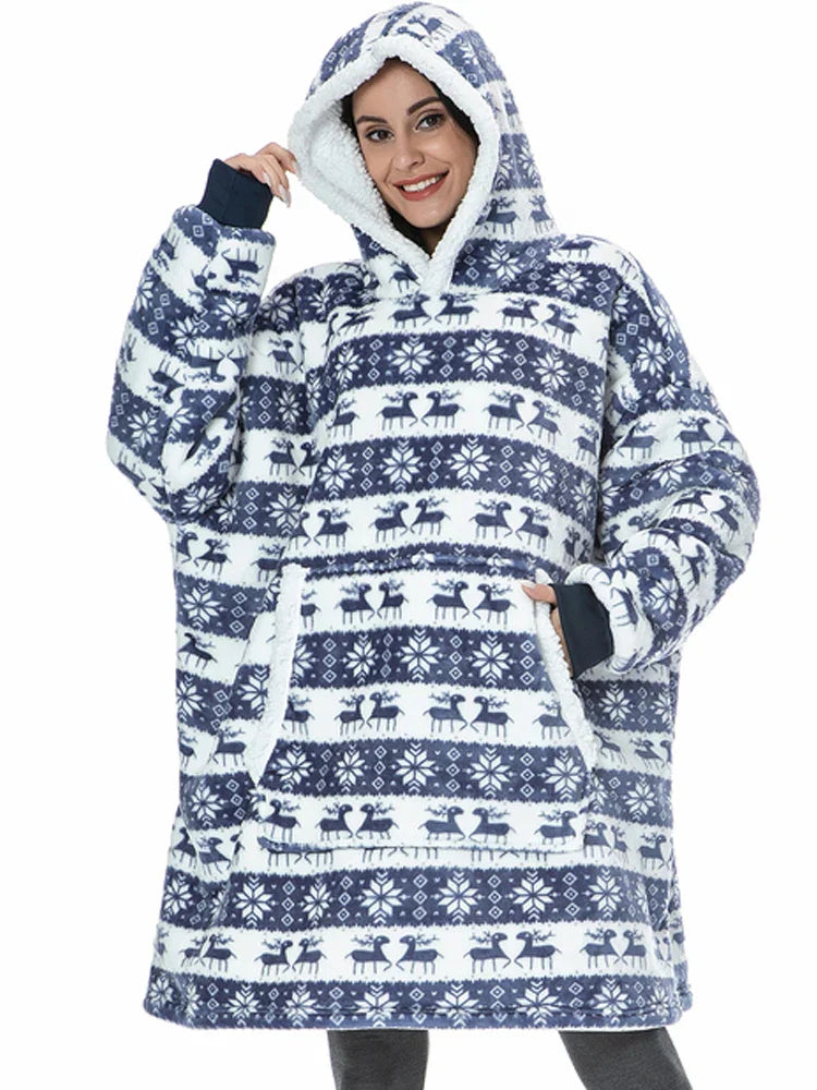 Cozy Fleece Blanket with Hood – Warming Hoodie for Home and Outdoor