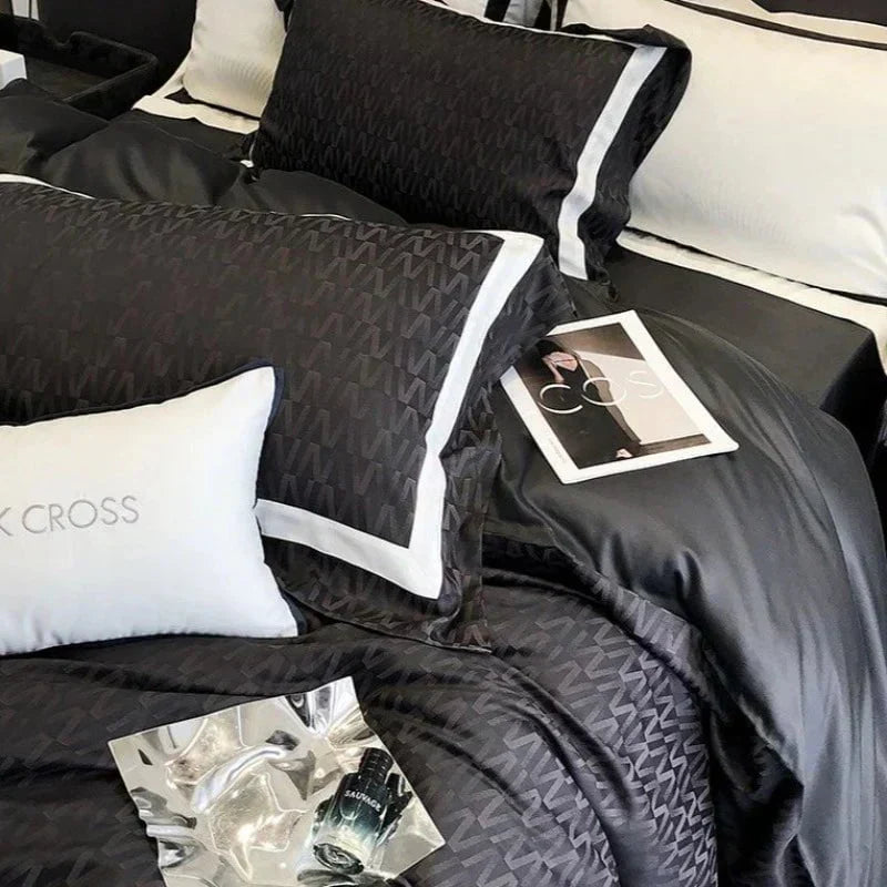 Luxurious Bedding Set Made from Egyptian Cotton in Elegant Black for Ultimate Sleep Comfort