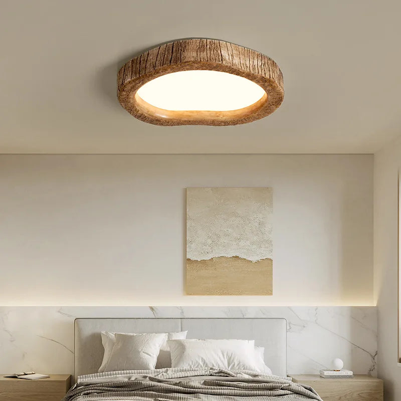 Rustic Bedroom Ceiling Light - LED Wood Effect Lamp for Cosy Lighting