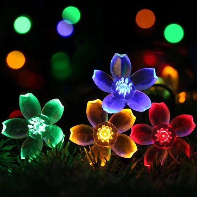 LED Peach Blossom Fairy Lights – Decorative Lighting for Indoor and Outdoor Use, Colourful Lights for Garden and Parties