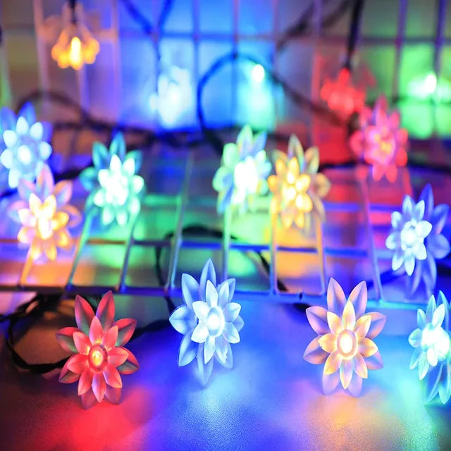 LED Peach Blossom Fairy Lights – Decorative Lighting for Indoor and Outdoor Use, Colourful Lights for Garden and Parties