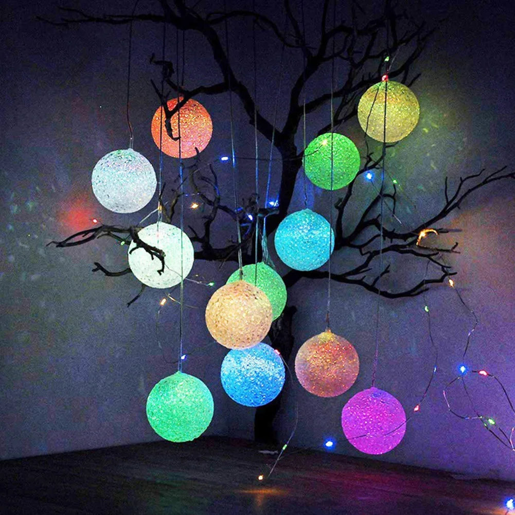 Colourful Solar Hanging Lamps – LED Sun Balls for Garden and Terrace, Decorative Outdoor Lighting