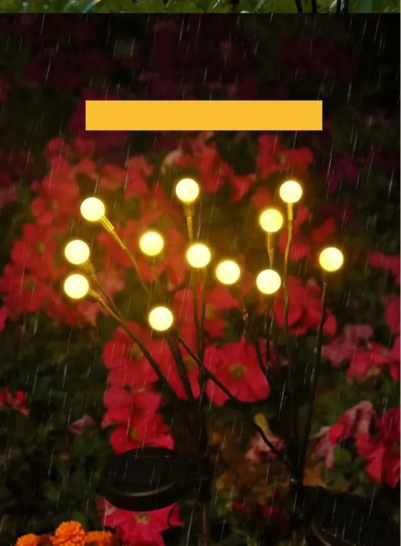 Solar-Powered Firefly Garden Light - Three-Headed LED Lamp for Outdoors