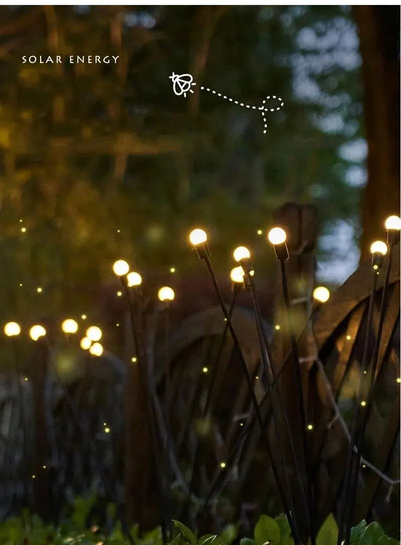 Solar-Powered Firefly Garden Light - Three-Headed LED Lamp for Outdoors