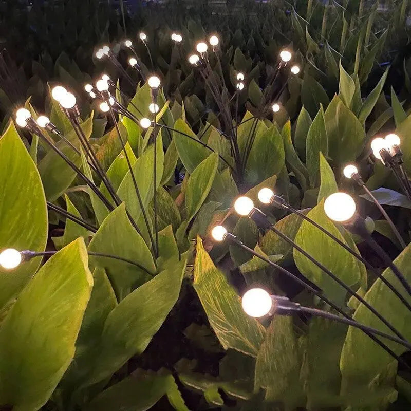 Solar-Powered Firefly Garden Light - Three-Headed LED Lamp for Outdoors