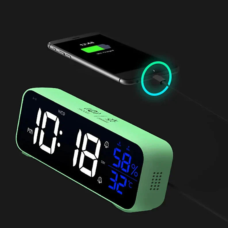 Multifunctional Musical LED Desk Clock with Alarm Function, Temperature and Humidity Display – Digital Clock for Desk and Bedroom