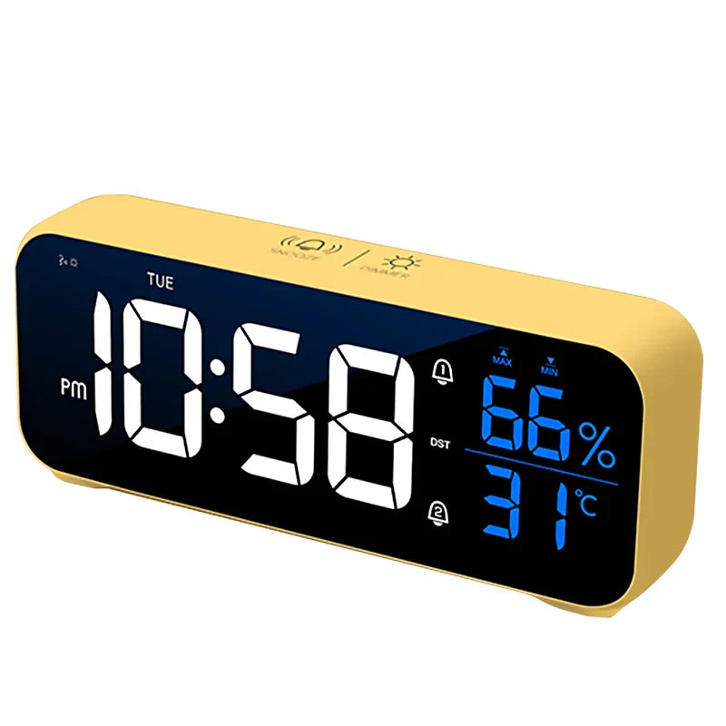 Multifunctional Musical LED Desk Clock with Alarm Function, Temperature and Humidity Display – Digital Clock for Desk and Bedroom