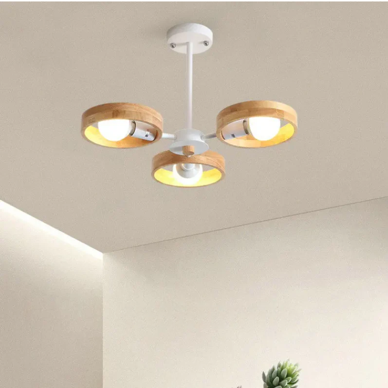 Nordic Wooden Chandelier – Modern Ceiling Light Made of Wood for Living Room and Dining Room