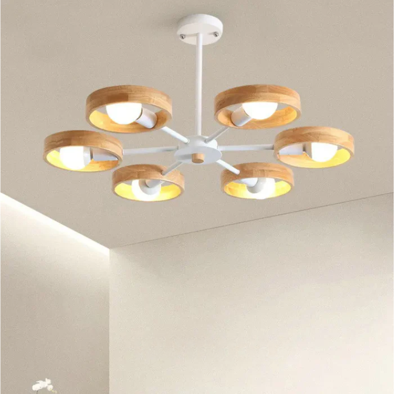 Nordic Wooden Chandelier – Modern Ceiling Light Made of Wood for Living Room and Dining Room