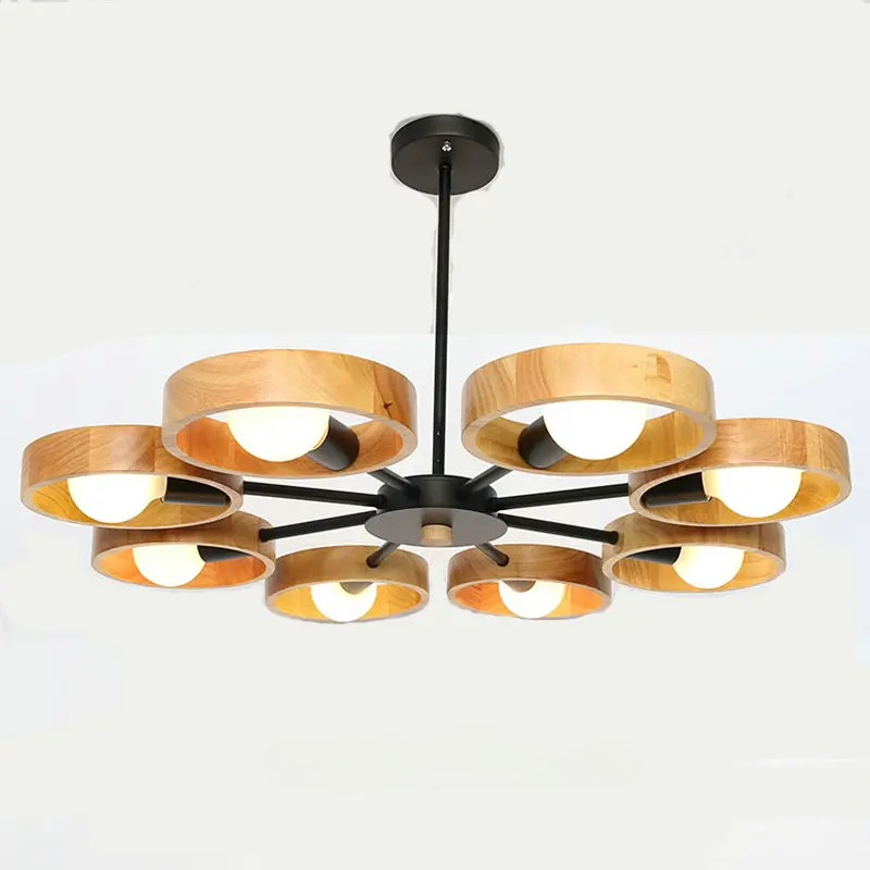 Nordic Wooden Chandelier – Modern Ceiling Light Made of Wood for Living Room and Dining Room