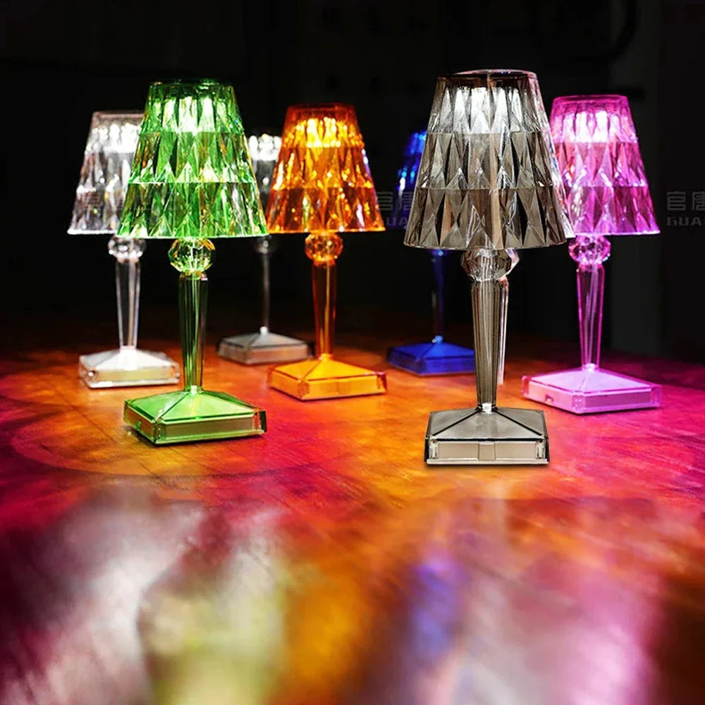 Acrylic Crystal Table Lamp – Artistic Design, Dimmable, Energy-Saving, Ideal for Living Room or Bedroom