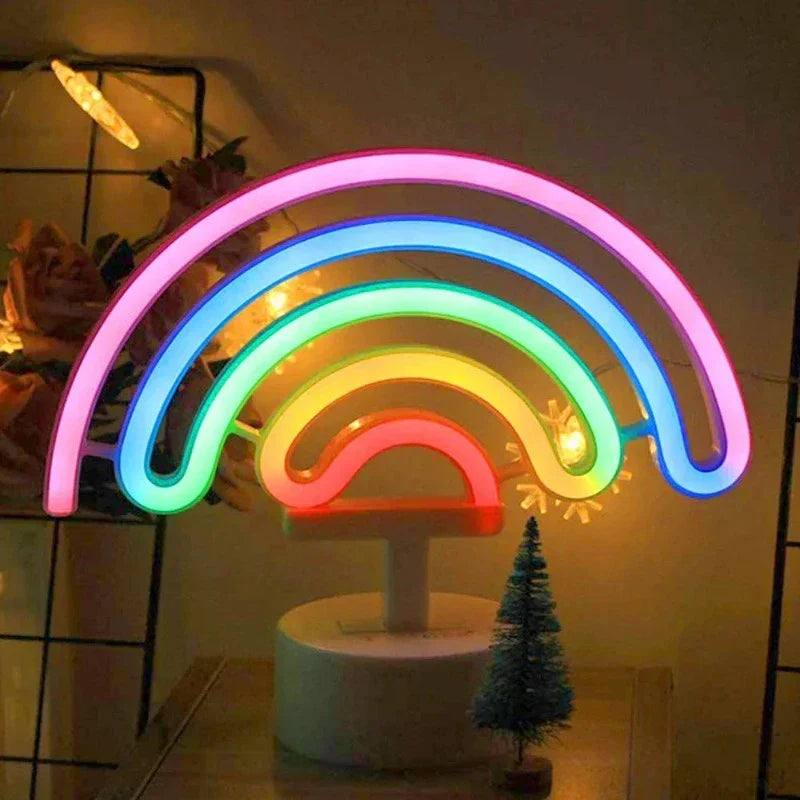 Colourful Neon Lamp for Room Decoration – Battery-Operated LED Neon Sign, Rainbow Night Light