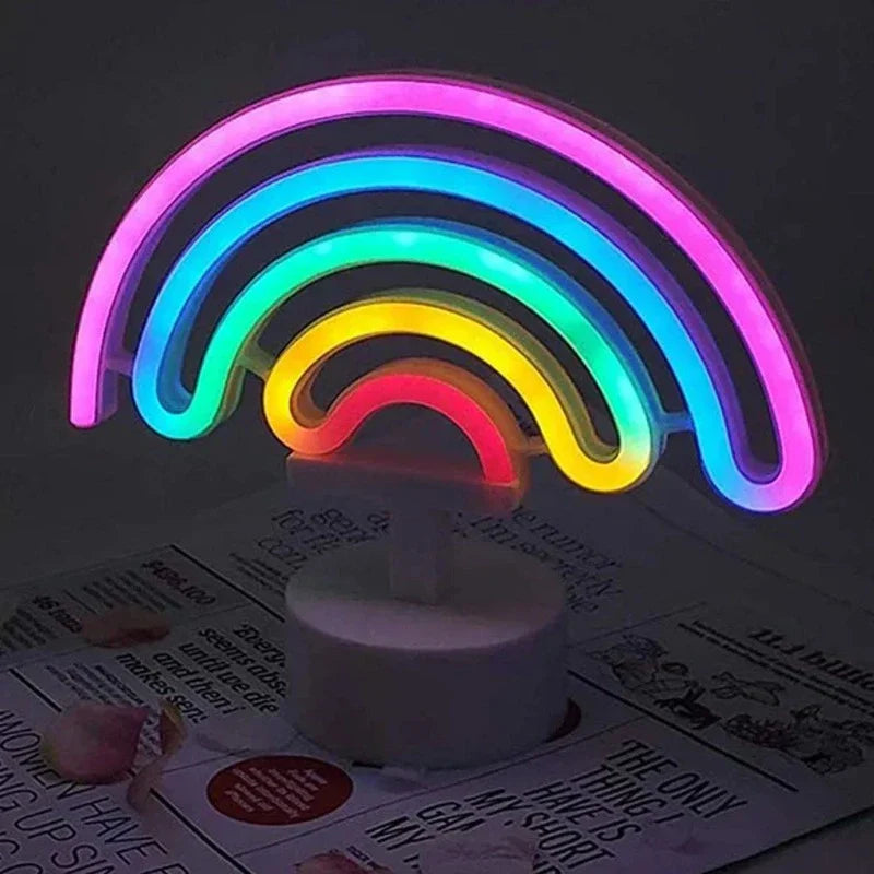 Colourful Neon Lamp for Room Decoration – Battery-Operated LED Neon Sign, Rainbow Night Light