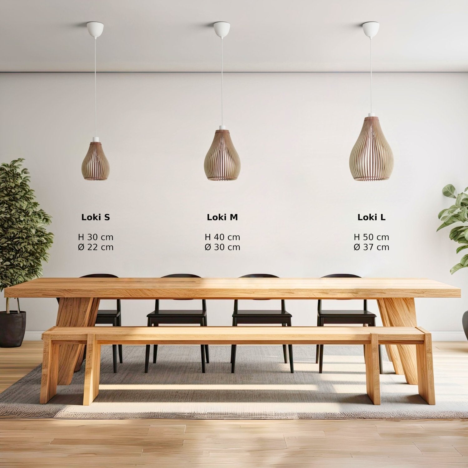 Scandinavian Pendant Light Made of Wood - Modern Wooden Lamp for Dining Room & Living Room, Natural Lighting in Nordic Design