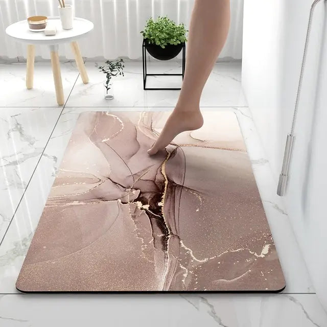 Soft Non-Slip Bath Mat – Luxurious Rug for Bathroom with Marble Look