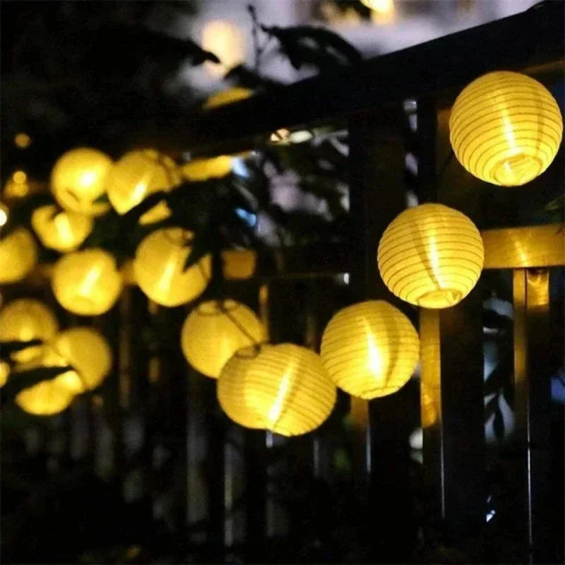 Solar Lantern String Lights for Outdoors – Colourful Lanterns for Garden and Terrace Lighting