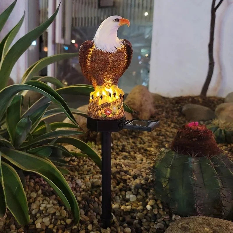 Solar LED Garden Light with Eagle Animal Figure - Waterproof Outdoor Lighting, Energy-Saving, Ideal for Garden and Terrace