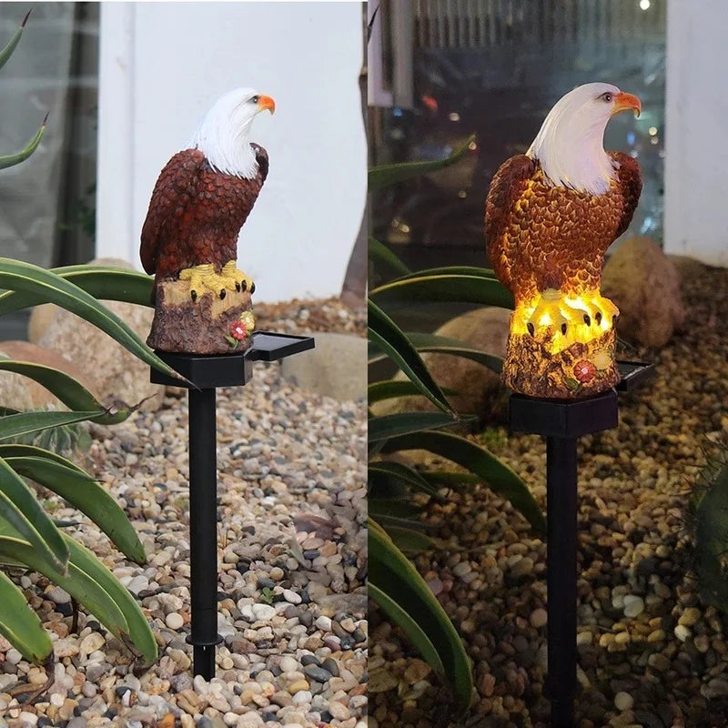 Solar LED Garden Light with Eagle Animal Figure - Waterproof Outdoor Lighting, Energy-Saving, Ideal for Garden and Terrace