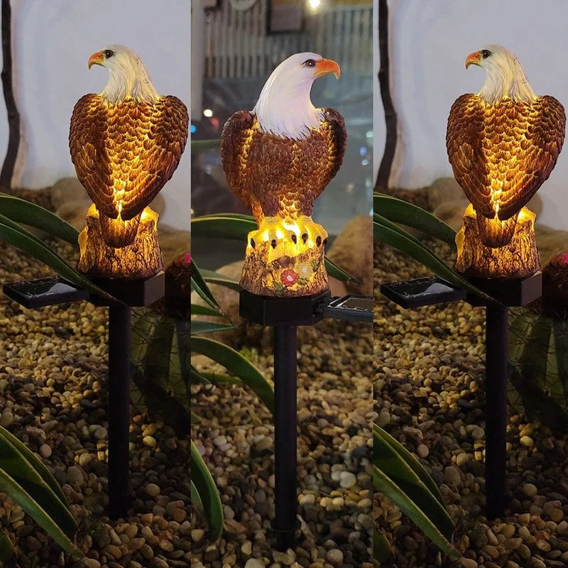 Solar LED Garden Light with Eagle Animal Figure - Waterproof Outdoor Lighting, Energy-Saving, Ideal for Garden and Terrace