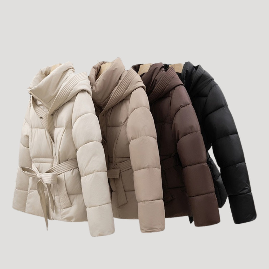 Women's Winter Puffer Jacket | with Hood and Belt