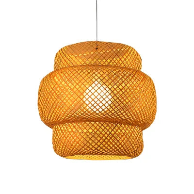 Rattan Chandelier | Handmade Boho Pendant Light for Dining Room & Living Room