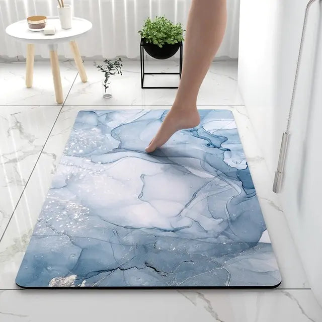 Soft Non-Slip Bath Mat – Luxurious Rug for Bathroom with Marble Look