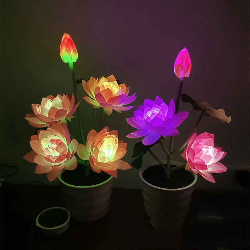 Solar-Powered Lotus Flower Lamp – Decorative Garden Light for Outdoor Use